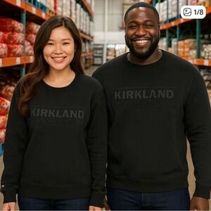 Kirkland Signature Costco Logo Crew Sweatshirt Men's XL, Women's XXL Black NWT